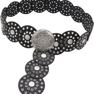 Western Style Wide Disc Belt Metal Buckle for Women Adjustable Strap